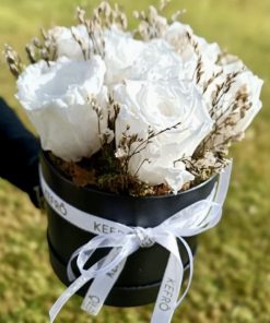 Caixa Rosas Brancas Preservadas